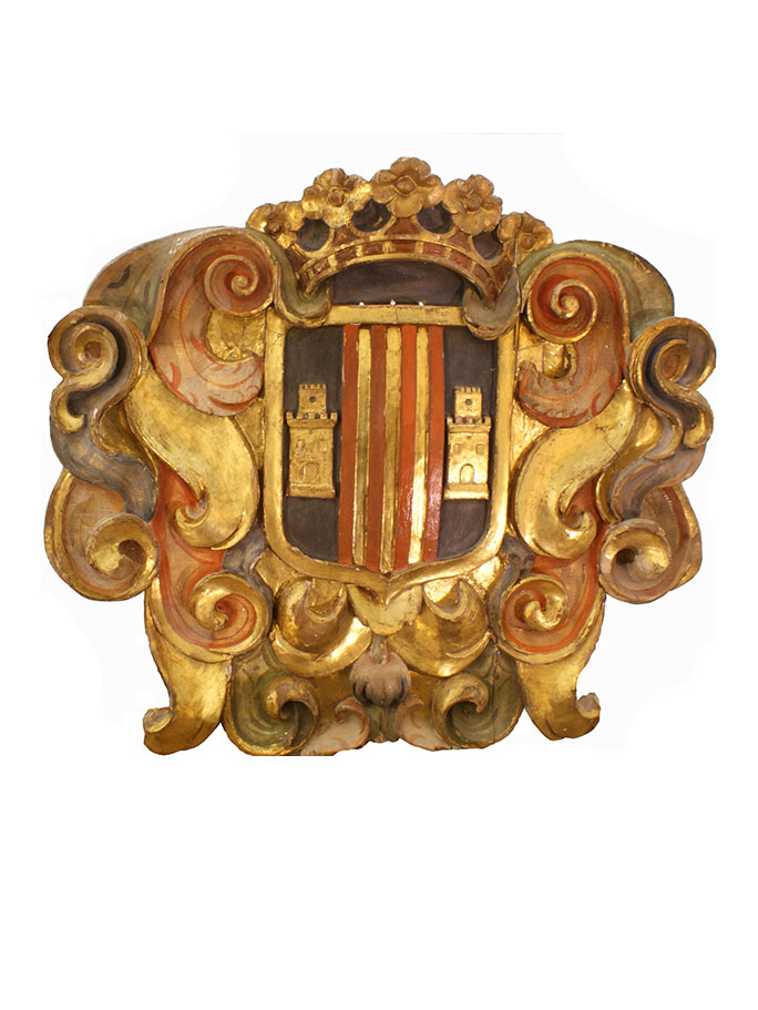 Cata de limpieza escudo del ático del retablo